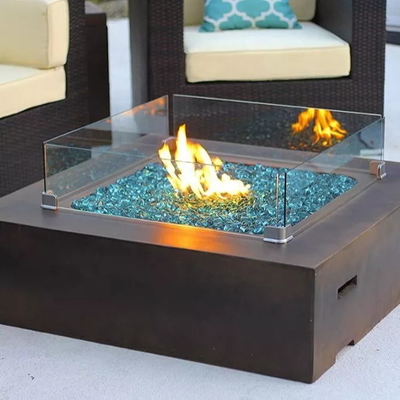 Patio nero ad alta temperatura Heater Fire Table del gas del quadrato del metallo di colore