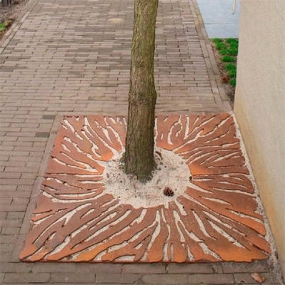 Il laser ha tagliato il giardino d'acciaio della griglia dell'albero del quadrato del paesaggio di Corten decorativo