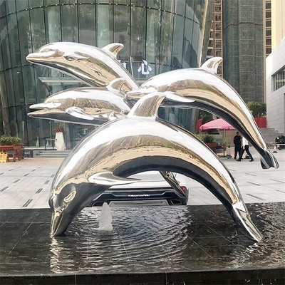 Contemporaneo animale a grandezza naturale animale della scultura di acciaio inossidabile del delfino di Fuxin
