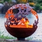 fuoco a forma di palla Pit For Patio Heater di 80cm Dia Butterfly Theme Corten Steel