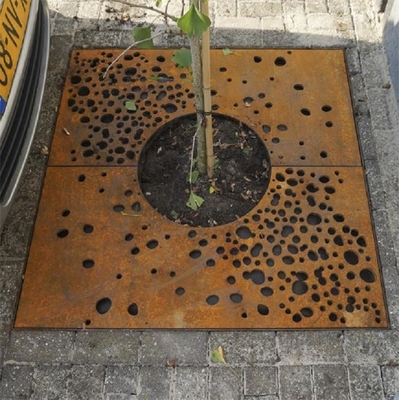 Il laser ha tagliato il giardino d'acciaio della griglia dell'albero del quadrato del paesaggio di Corten decorativo