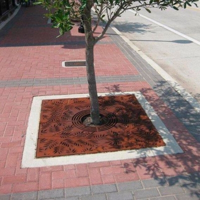 Il laser ha tagliato il giardino d'acciaio della griglia dell'albero del quadrato del paesaggio di Corten decorativo